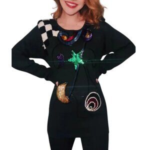 Vintage 1980's Long Beaded & Sequin Sweater - Medium